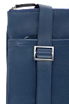 Cesare di Napoli Shoulder bag made of genuine leather blue for men - Textured leather. adjustable belt. 100% genuine leather. Two compartments. Fastener: Zipper. Country of manufacture: Italy. Care: specialized cleaning - photo 5