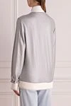 Women's gray viscose sweatshirt Capobianco - contrasting white cuffs. side pockets, zipper closure. 98% viscose, 2% elastane. Country of manufacture: Italy. Care: specialized cleaning - photo 4