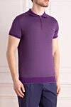 Cesare di Napoli Silk polo purple for men - 55% cotton, 45% silk. Buttons. Country of manufacture: Italy. Care: specialized cleaning - photo 3