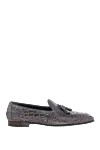 Cesare di Napoli Gray crocodile leather loafers for men - textured leather, tassels. 100% crocodile skin. Insole: leather. Sole Height: Heel Height 2cm. Country of manufacture: Italy. Care: specialized cleaning - photo 1