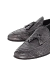 Cesare di Napoli Gray crocodile leather loafers for men - textured leather, tassels. 100% crocodile skin. Insole: leather. Sole Height: Heel Height 2cm. Country of manufacture: Italy. Care: specialized cleaning - photo 5