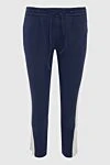 Barba Napoli Women's cropped trousers blue - two side pockets. cotton, elastane. elastic belt with lacing. Country of manufacture: Italy. Care: specialized cleaning - photo 1