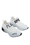 Plein Sport Women's sneakers with perforation and black logo in white - logo, perforation. 100% polyester. Fastener: elastic insert. Country of manufacture: Italy. Care: specialized cleaning - photo 3