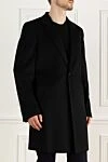 Loro Piana Пальто из шерсти черное мужское - 100% шерсть. Пуговицы. Два боковых кармана, два внутренних кармана. 100% шёлк. Страна производитель: Италия. Уход: специализированная чистка - фото 3
