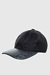 Cesare di Napoli Black crocodile and cashmere cap for men - Textured leather. 100% crocodile skin, 100% cashmere. Country of manufacture: Italy. Care: specialized cleaning - photo 3