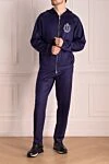 Men's cotton sports jacket, blue Billionaire - Embroidered brand logo, contrast zipper. Hood. 100% cotton. Closure: Zipper, drawstring. Two side pockets. Country of manufacture: Italy. Care: specialized cleaning - photo 2