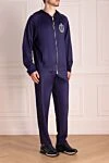 Billionaire Men's cotton sports jacket, blue - Embroidered brand logo, contrast zipper. Hood. 100% cotton. Closure: Zipper, drawstring. Two side pockets. Country of manufacture: Italy. Care: specialized cleaning - photo 3