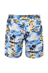 Blue cotton beach shorts for men MC2 Saint Barth - palm tree print. two side, one back. 100% polyamide. Closure: drawstring. Country of manufacture: Italy. Care: specialized cleaning - photo 6