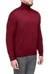 Cesare di Napoli Men's burgundy wool, silk and cashmere turtleneck. - High neck. 60% wool, 30% silk, 10% cashmere. Country of manufacture: Italy. Care: specialized cleaning - photo 3