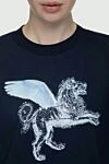 Golden Goose Blue cotton T-shirt for women - picture print. 100% cotton. Country of manufacture: Italy. Care: specialized cleaning - photo 5