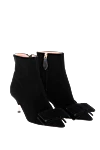 Rochas Women's black boots with a bow on the toe - a bow on the toe. leather, viscose, cupra. Heel height: 7 centimeters. zipper. Country of manufacture: Italy. Care: specialized cleaning - photo 3