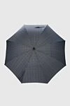 Polyester umbrella black Pasotti - the handle is decorated with a coating of two parts of leather of different colors, sewn with a figured seam. mechanical clasp. 100% polyester. Country of manufacture: Italy. Care: specialized cleaning - photo 2