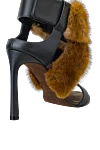 Women's black leather sandals with brown fur Brunello Cucinelli - fur. genuine leather, mink fur. buckle. Heel: 10 cm. Country of manufacture: Italy. Care: specialized cleaning - photo 4