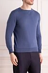 Brunello Cucinelli Wool and cashmere jumper blue for men - Composition: 90% wool, 10% cashmere. Country of manufacture: Italy. Care: specialized cleaning - photo 3