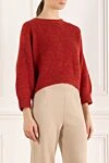 Brunello Cucinelli Burgundy jumper for women - textured surface. 57% wool, 24% cashmere, 10% polyamide, 6% mohair. Country of manufacture: Italy. Care: specialized cleaning - photo 3