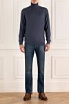 Gray men's wool golf Cesare di Napoli - High neck. 100% wool. Country of manufacture: Italy. Care: specialized cleaning - photo 2