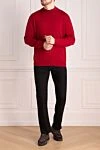 Red wool turtleneck jumper for men Cesare di Napoli - High collar stand. 100% wool. Country of manufacture: Italy. Care: specialized cleaning - photo 2