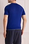 Cotton T-shirt blue for men Cesare di Napoli - contrast edging. 100% cotton. Country of manufacture: Italy. Care: specialized cleaning - photo 4