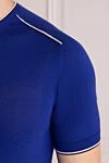 Cesare di Napoli Cotton T-shirt blue for men - contrast edging. 100% cotton. Country of manufacture: Italy. Care: specialized cleaning - photo 5