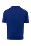 Cotton T-shirt blue for men Cesare di Napoli - contrast edging. 100% cotton. Country of manufacture: Italy. Care: specialized cleaning - photo 6