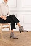 Women's gray leather boots decorated with fur Stephen Venezia - stitching. leather. Heel height: 4 centimeters. zipper. Country of manufacture: Italy. Care: specialized cleaning - photo 2