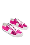 MOA Master of Arts Pink leather sneakers for women - contrasting inserts, contrasting sole, logo. leather. lacing. Country of manufacture: Italy. Care: specialized cleaning - photo 3