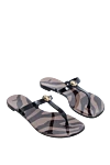 Roberto Cavalli Women's flip-flops with a logo, black - metal logo, abstract pattern. polyvinyl chloride. Heel height: 2 cm. Country of manufacture: Italy. Care: specialized cleaning - photo 3