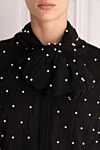 Edward Achour Paris Women's blouse with white pearls black - pearls. zipper. 100% polyester. Country of manufacture: Italy. Care: specialized cleaning - photo 5