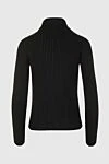 Black wool and cotton sweater for women Edward Achour Paris - pearl embroidery, high neck. 55% wool, 45% cotton. Country of manufacture: Italy. Care: specialized cleaning - photo 6