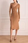 Beige cashmere dress for women Max&Moi - buttons. Decoration: buttons, V-neck. 100% cashmere. Country of manufacture: Italy. Care: specialized cleaning - photo 2