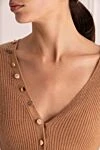 Max&Moi Beige cashmere dress for women - buttons. Decoration: buttons, V-neck. 100% cashmere. Country of manufacture: Italy. Care: specialized cleaning - photo 5