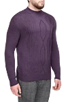 Cesare di Napoli High-collar stand-up jumper made of wool and cashmere purple for men - Textured pattern. High collar stand. 70% wool, 30% cashmere. Country of manufacture: Italy. Care: specialized cleaning - photo 3