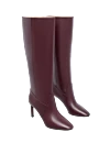 Nina Ricci Burgundy leather boots for women - leather. Heel height: 8 cm. zipper. Country of manufacture: Italy. Care: specialized cleaning - photo 3