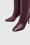 Nina Ricci Burgundy leather boots for women - leather. Heel height: 8 cm. zipper. Country of manufacture: Italy. Care: specialized cleaning - photo 5