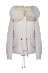 Alessandra Chamonix White women's cotton and natural fur parka - slits in the side seams. fur hood. 100% cotton, natural fur. Closure: zipper. two side pockets with flaps. Insulation: 90% down, 10% feather. Country of manufacture: Italy. Care: specialized cleaning - photo 1