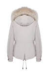 White women's cotton and natural fur parka Alessandra Chamonix - slits in the side seams. fur hood. 100% cotton, natural fur. Closure: zipper. two side pockets with flaps. Insulation: 90% down, 10% feather. Country of manufacture: Italy. Care: specialized cleaning - photo 6