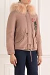 Alessandra Chamonix Parka made of cotton and natural fur pink for women - embroidery flower. fur hood. 100% cotton, natural fur. Closure: zipper. two side pockets with flaps. Insulation: 90% down, 10% feather. Country of manufacture: Italy. Care: specialized cleaning - photo 3