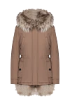 Alessandra Chamonix Beige cotton and natural fur parka for women - fur lining. fur hood. 100% cotton, natural fur. Closure: zipper. two side pockets with flaps. Lining: 55% polyester, 45% viscose. Insulation: polyester. Country of manufacture: Italy. Care: specialized cleaning - photo 1