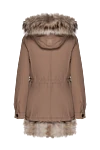 Beige cotton and natural fur parka for women Alessandra Chamonix - fur lining. fur hood. 100% cotton, natural fur. Closure: zipper. two side pockets with flaps. Lining: 55% polyester, 45% viscose. Insulation: polyester. Country of manufacture: Italy. Care: specialized cleaning - photo 6