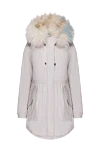 Alessandra Chamonix White women's cotton and natural fur parka - sewn hood. fur hood. 100% cotton, natural fur. zipper, buttons. two side pockets with flaps. Lining: 55% polyester, 45% viscose. Insulation: polyester. Country of manufacture: Italy. Care: specialized cleaning - photo 1