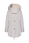 White women's cotton and natural fur parka Alessandra Chamonix - sewn hood. fur hood. 100% cotton, natural fur. zipper, buttons. two side pockets with flaps. Lining: 55% polyester, 45% viscose. Insulation: polyester. Country of manufacture: Italy. Care: specialized cleaning - photo 6