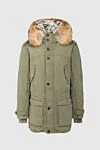 Alessandra Chamonix Men's down jacket made of cotton and fur green - Fur hood. cotton, natural fur. Closure: Zipper, buttons. Two side pockets, two inside pockets, two chest pockets. Country of manufacture: Italy. Care: specialized cleaning - photo 1