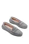 Peserico Loafers women's with textured sole dark gray - contrasting sole, stitching. leather, elastane. Interior decoration: fur. Country of manufacture: Italy. Care: specialized cleaning - photo 3