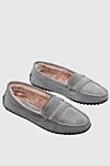 Peserico Loafers women's with textured sole and stitching gray - contrasting sole, stitching. leather, elastane. Interior decoration: fur. Country of manufacture: Italy. Care: specialized cleaning - photo 3