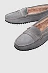 Peserico Loafers women's with textured sole and stitching gray - contrasting sole, stitching. leather, elastane. Interior decoration: fur. Country of manufacture: Italy. Care: specialized cleaning - photo 5