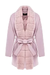 Heresis Pink wool and mink coat for women - fur decor. Wool, mink fur. buttons, belt. two side pockets. Country of manufacture: Italy. Care: specialized cleaning - photo 1