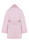 Pink wool and mink coat for women Heresis - fur decor. Wool, mink fur. buttons, belt. two side pockets. Country of manufacture: Italy. Care: specialized cleaning - photo 6