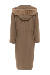 Beige wool and mink coat for women Heresis - fur decor. hood. Wool, mink fur. buttons, drawstring. two side pockets. Country of manufacture: Italy. Care: specialized cleaning - photo 6