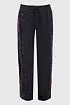 Edward Achour Paris Women's pants with sequin stripes black - lampas made of sequins. 100% polyester. elastic belt. Country of manufacture: Italy. Care: specialized cleaning - photo 1