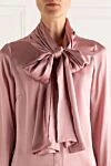 Edward Achour Paris Women's silk blouse with a scarf pink - scarf. silk. Country of manufacture: Italy. Care: specialized cleaning - photo 5